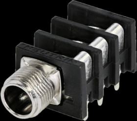 6.35 mm jack panel socket, 3 pole (stereo), PCB connection, PA, NRJ6HM-1