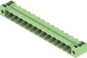Pin header, 14 pole, pitch 5.08 mm, angled, green, 1324800000