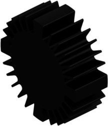 LED heatsink, (L x Ø) 25 x 70 mm, 2.3 to 1.15 K/W, black anodized, 10021463
