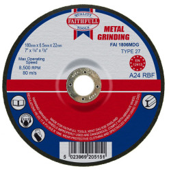 Faithfull FAI1806MDG Depressed Centre Metal Grinding Disc 180 x 6.5 x 22.23mm