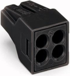 Cable connector, 1 pole, 0.75-2.5 mm², clamping points: 4, black, push-in wire connection, 24 A, 773-514