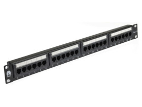 Patch panel RACK 19cali kat.6 24p UTP 1U czarny NEKU