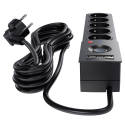 Przedłużacz z filtrem 5-GN+2xUSB 1,5m czarny AX5/PRO/USB/1,5M/CZARNY W-100043 Kel Plastrol