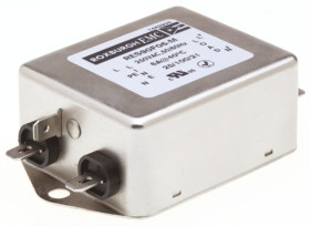 Filtr RFI 6A 1-fazowy 330kΩ 250 V AC DC → 60Hz 8 mH Roxburgh EMC Montaż w obudowie