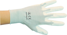 Gloves, with PU-coated palms, polyester, gray/white, S, C-103 3539DR-S