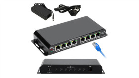 Switch Poe 7X Gigabit Poe, 1X Uplink Rj45, Zasilacz 24V 2.5A, Moc 60W...