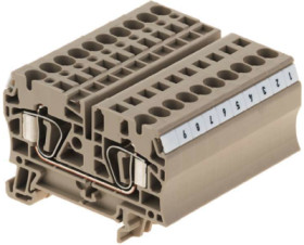 Through terminal block, spring balancer connection, 0.5-6.0 mm², 2 pole, 32 A, 8 kV, dark beige, 1651900000
