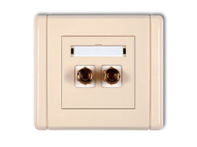 FLEXI Gniazdo głośnikowe pojedyncze (typu banan - czerwony i czarny pozłacane 4 mm2 do lutowania) beżowy 1FGG-3 KARLIK