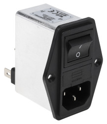 Gniazdo zasilające IEC z filtrem przeciwzakłóceniowym2 4A C14 Schaffner Montaż na panelu 5 x 20mm