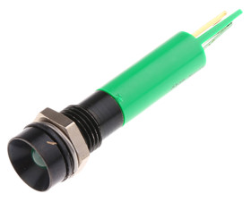 Lampka kontrolna do montażu panelowego 110V ac, zielona 8mm LED Końcówka lutownicza RS PRO