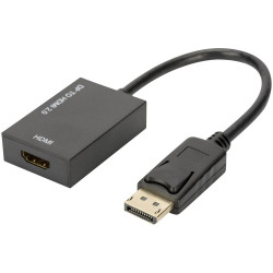 Digitus Ak-340415-002-S Displayport HDMI Adapter Black 20Cm 4K UHD Double Shield