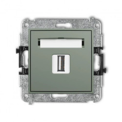 MINI Mechanizm gniazda pojedynczego USB A-A 2.0 szałwiowy 61MGUSB-1