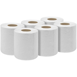 Sealey WHT60 2-Ply Embossed White Paper Roll 60m - Pack of 6