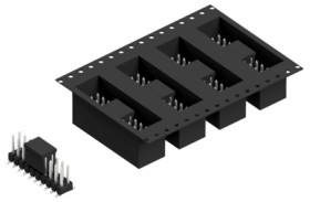 Pin header, 20 pole, pitch 2.54 mm, angled, black, 10049483