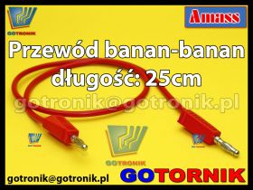Przewód pomiarowy banan - banan 19A długość: 25cm kolor czerwony