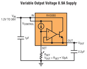 Radiation Hardened Adjustable 0.9A Single Resistor Low Dropout Regulator