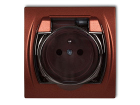 LOGO Gniazdo hermetyczne z uziemieniem (klapka dymna przesłony torów prądowych) brązowy metalik 9LGPB-1zdp KARLIK