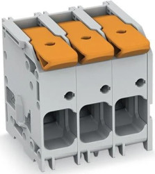 PCB terminal, 4 pole, pitch 10 mm, AWG 4, 76 A, push-in cage clamp, gray, 2616-1104/020-000