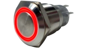 Przełącznik przyciskowy wandaloodporny Wł.-(wł.) 1CO średnica wycięcia 19mm, montaż panelowy RND