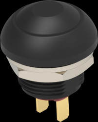 Pushbutton, 1 pole, black, unlit , 0.12 A/125 VAC, 0.2 A/50 VDC, 13.6 mm, IP68, 2329383-6