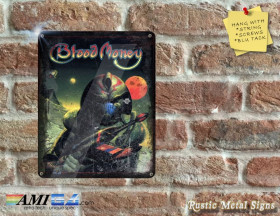 Blood Money Box Artwork from the Original Amiga Game - Metal Sign