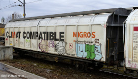 Wagon bagażowy Hobbytrain H24661 Wagon bagażowy Hobbytrain H24661 N Wózek ze ścianą przesuwną Migros Hbbillns z SBB