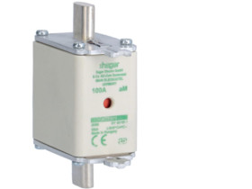 Wkładka bezpiecznikowa nożowa NH00 wskaźnik podwójny uchwyt nieizolowany aM 100A 690VAC LNH00100M6A HAGER