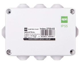 INDUSTRIAL Puszka hermetyczna n/t 130x95x58 z 8 dławnicami IP55 szara 2703-02