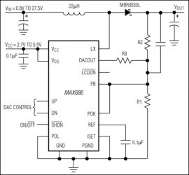 MAX686 DAC-Controlled Boost Inverter LCD Bias Supply with Internal Switch