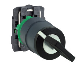 Key switch, unlit, latching, 1 Form A (N/O), waistband round, black, front ring black, 2 x 90°, mounting Ø 22 mm, XB5AG21