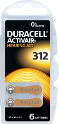 Bateria do aparatu słuchowego ZA 312 Duracell Activair 312 1.45 V 6 szt. 160 mAh cynkowo-powietrzne