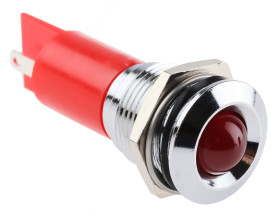 Lampka kontrolna do montażu panelowego 24V ac/dc, czerwona 16mm LED Chrom Końcówka lutownicza RS PRO