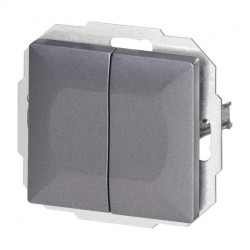 Łącznik p/t schodowy podwójny Pearl, 10A, 250V, WP-2/5P, antracyt,OR-OE-7702/2/A