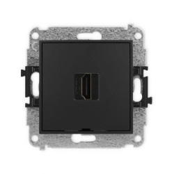 ICON Mechanizm gniazda pojedynczego HDMI 2.0, bez pola opisowego czarny mat 12IHDMIBO-3