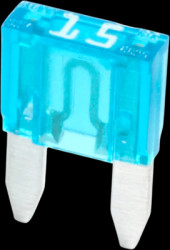 Automotive flat fuse, 15 A, 32 V, blue, (L x W x H) 11.1 x 3.9 x 16.2 mm, F7015