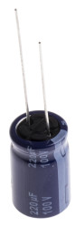 Kondensator 220μF 100V dc Radialny, Otwór przelotowy Panasonic roztaw: 5mm 12.5 (Dia.) x 20mm