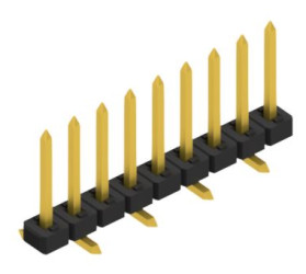 Pin header, 9 pole, pitch 2 mm, angled, black, 10063385