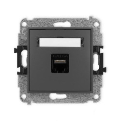 ICON Mechanizm gniazda komputerowego pojedynczego 1xRJ45, kat. 6A, 8-stykowy grafitowy mat 28IGK-7