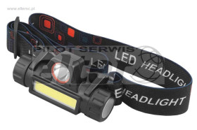 Latarka czołowa 1xLED 3W + 1xCOB 2W odpinana AKU