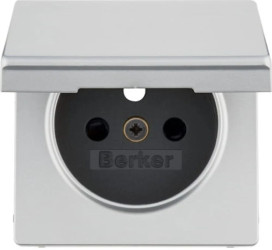 Q.x Płytka czołowa z samozamykającą pokrywą z przysłonami styków do gniazda z uziemieniem, alu aksamit, lakierowany 3965436084