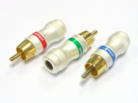 Wtyk RCA CINCH perłowy złocony