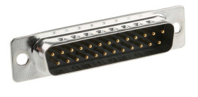 Złącze D-Sub 25-pinowe Męski Proste Montaż na panelu raster 2.77mm Złoto