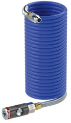 Compressed air spiral hose kit, 8 x 6 mm, L 5 m, 12 bar, PA, for pneumatics, hydraulics and other supply lines, 158139