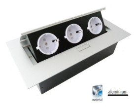 Przedłużacz biurkowy 3x230V gniazda schuko aluminium GTV AE-PB03GS-53