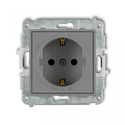 ICON Mechanizm gniazda pojedynczego z uziemieniem SCHUKO 2P+Z (przesłony torów prądowych) szary mat 27IGP-1sp