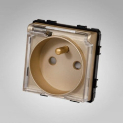 TouchMe Gniazdo bryzgoszczelne z/u IP44 klapka przezroczysta złote TM6252G