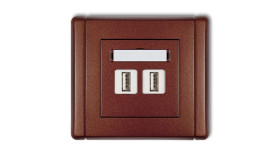 Flexi Gniazdo Podwójne 2Xusb-Aa 3.0 Brązowy Metalik 9Fgusb-6