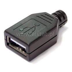 USB GN 1 x A na kabel z osłoną czarną zaciskane