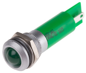 Lampka kontrolna do montażu panelowego 24V ac/dc, zielona 12mm LED Chrom Końcówka lutownicza RS PRO