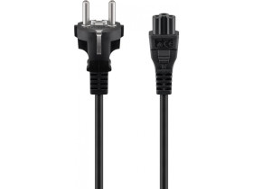 Kabel sieciowy ze stykiem ochronnym, 2 m, czarny wtyk ze stykiem...